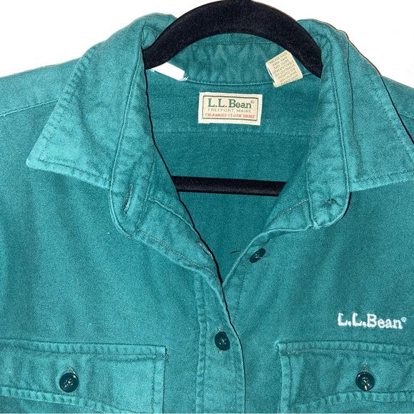 Vintage LL Bean Shirt Womens Size 18 Chamois Cloth Flannel Flap Pockets USA Flaw - Picture 6 of 16